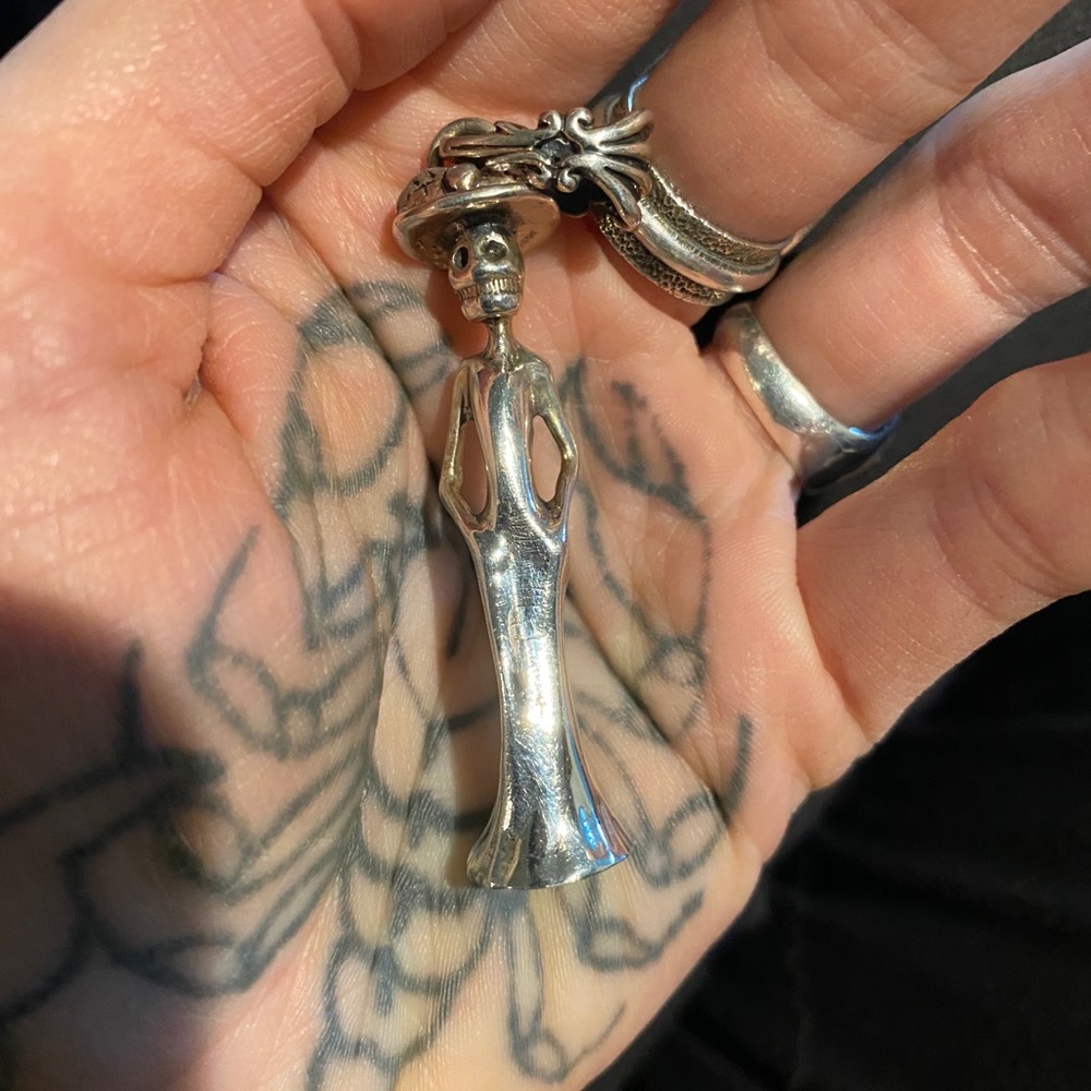 Sterling silver pendant Mexican skeleton
